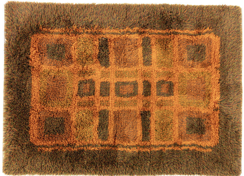 Ryamatta, orange/brun, 195x150 cm