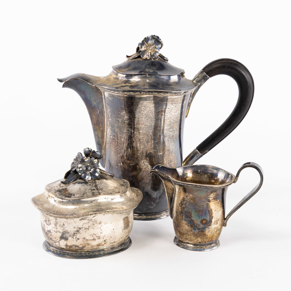 Carl Fredrik Carlman, kaffeservis, 3 delar, silver, vikt 1048 gram