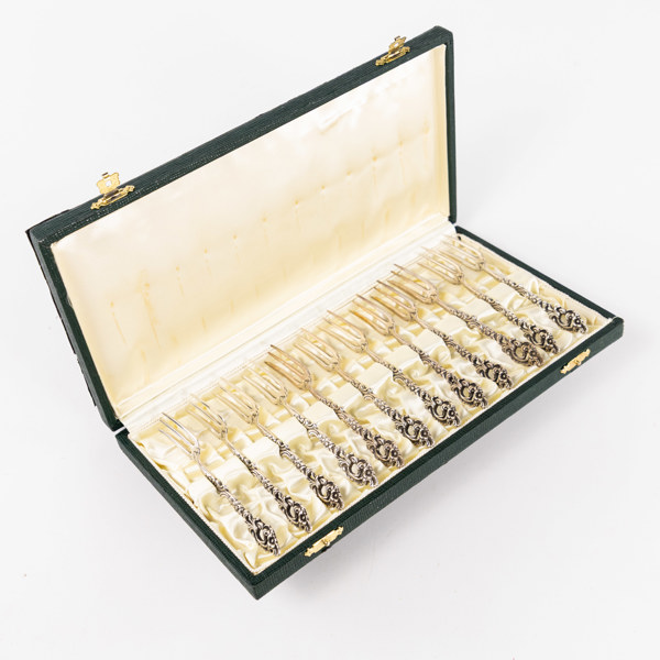 Tårtgafflar, 12 st, silver, vikt 177 gram