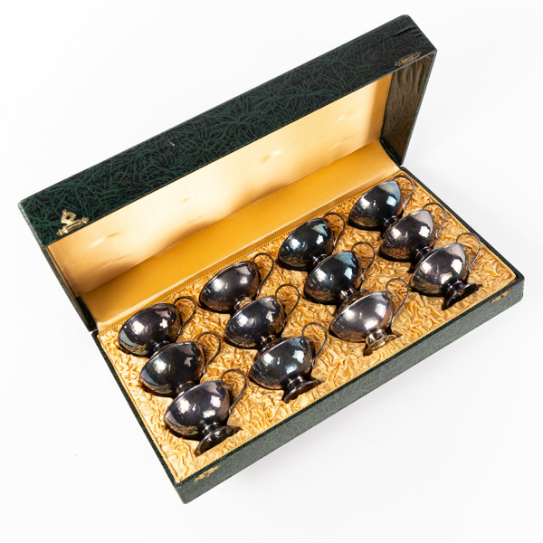 Punschbägare, 12 st, silver, vikt 386 gram