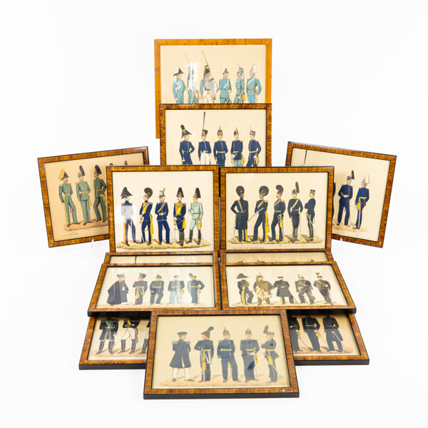 Militära tryck, 16 st, mått ca 27 x 22 cm