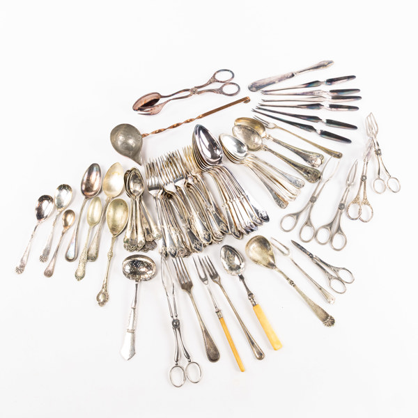 Bestick, nysilver, ett parti, udda delar