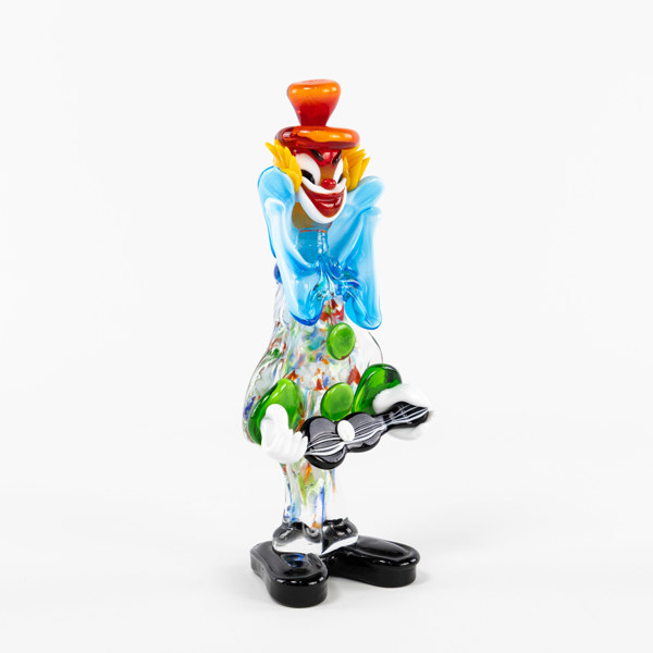 Glasskulptur, Clown, Murano, Italien, höjd 27 cm