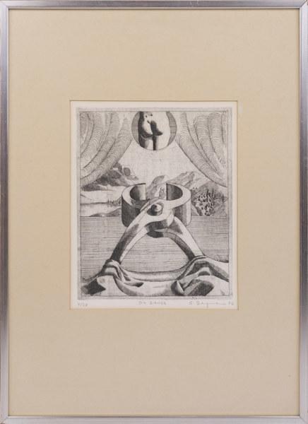 Oidentifierad konstnär, etsning, 4/20, signerad, 48x67 cm