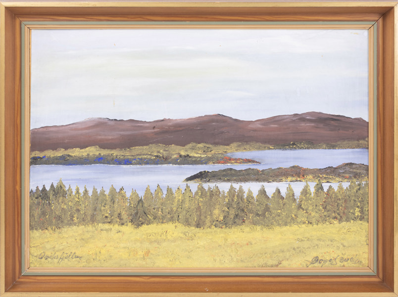 Börge S Birch, olja på pannå, fjällmotiv, signerad, 57 x 42 cm