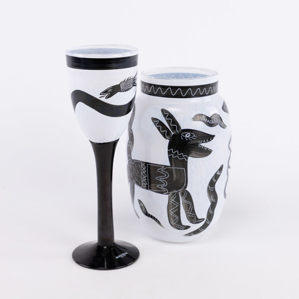 Ulrica Hydman-Vallien, vas och pokalglas, "Caramba", Kosta Boda