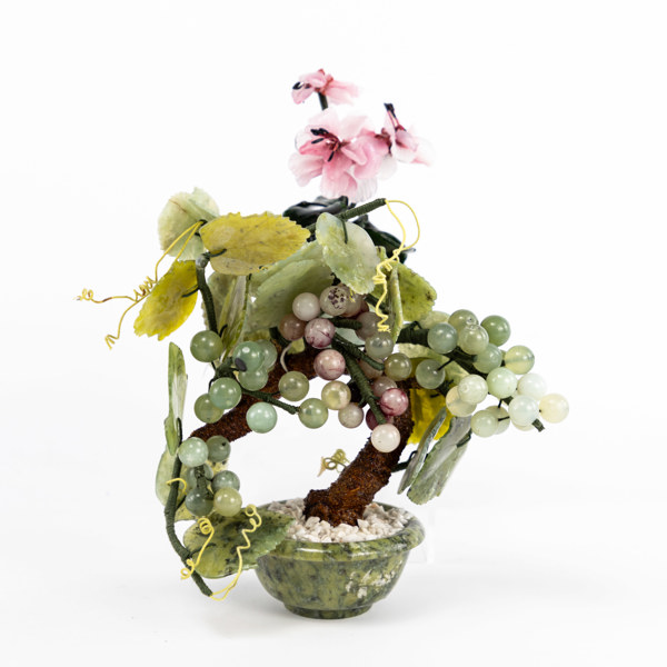 Bordsdekorationer, 2 st, jade/glas, Kina, höjd 19 cm och mindre