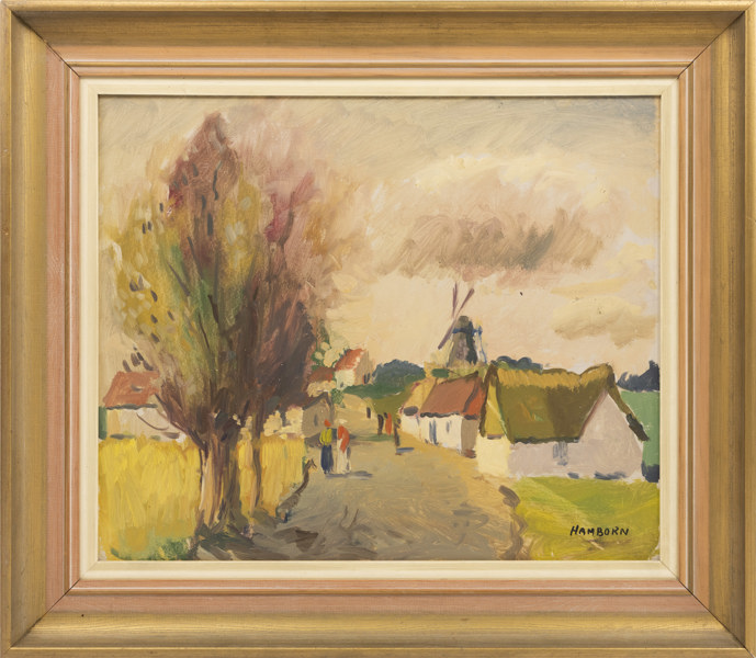 Axel Hamborn, olja på pannå, signerad, 59x51 cm