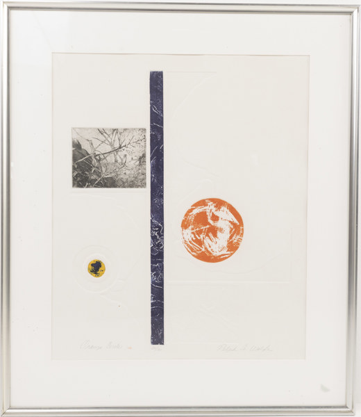 Ralph A. Wolfe, komposition, "Orange Circle, signerad, numrerad 20/60, 59 x 68 cm