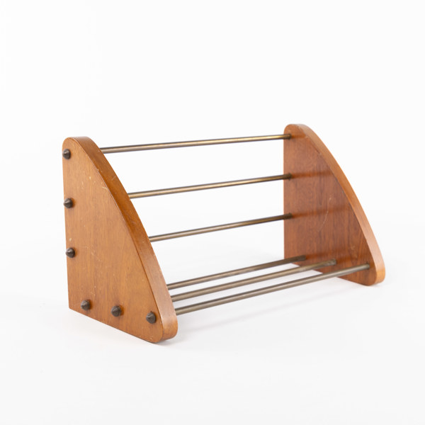 Bokvagga, teak/mässing, 50/60-tal, bredd 35 cm