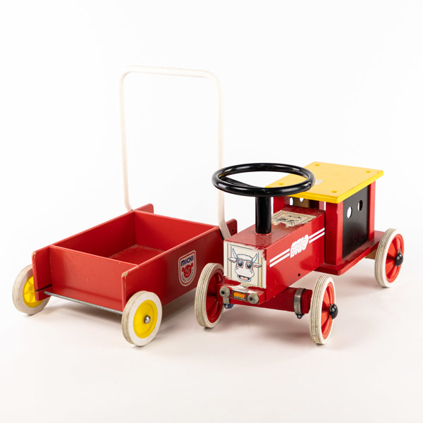 Gåvagn och lok, trä, Brio, Micki