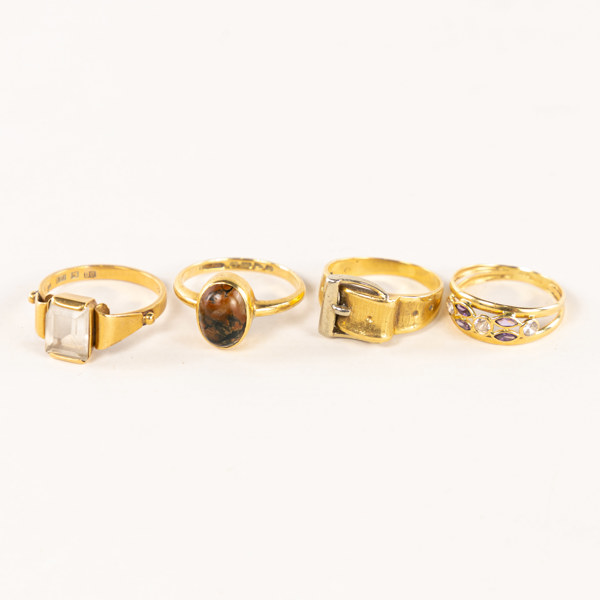 Ringar, 4 st, 18k guld, vikt 14,2 gram