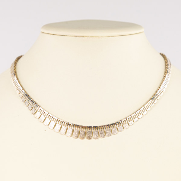 Halsband, fantasilänk, silver, 40x43 cm