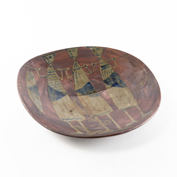 Åke Holm, stort fat, signerat, Höganäs, Ø 44 cm