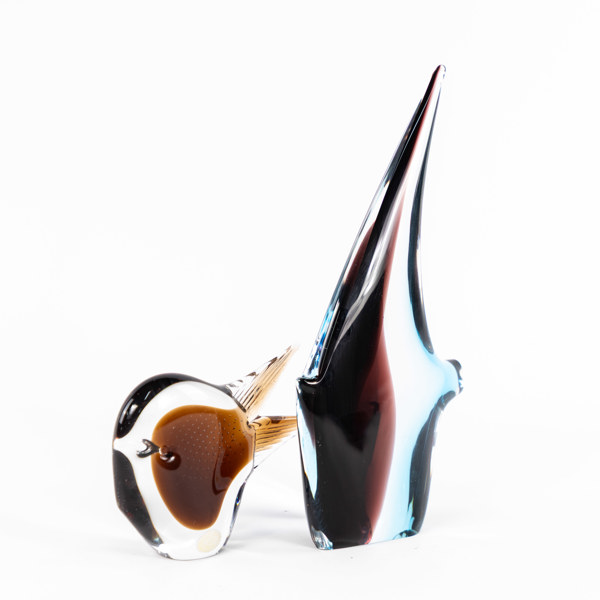 Färe Marcolin, skulpturer, 2 st, FM konstglas, högsta 25 cm