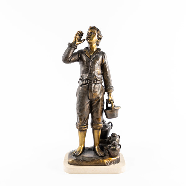 Statyett, gulmetall, signerad A Sanges, höjd 46 cm