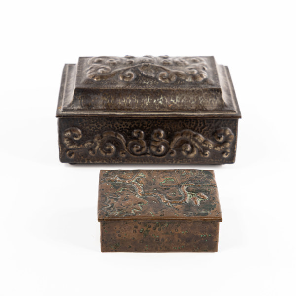 Skrin, 2 st, metall och trä, 18x13x9 cm och mindre