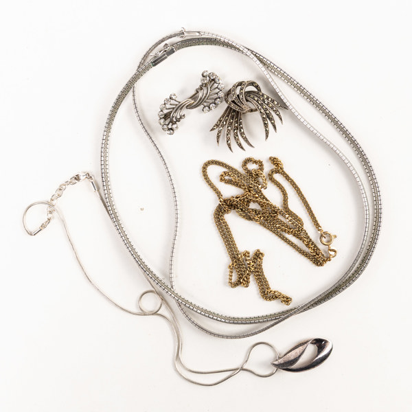 Smycken, 6 delar, silver, vikt 77 gram