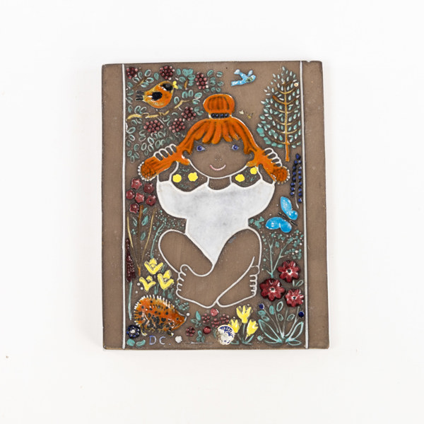 Dorothy Clough, väggrelief, Upsala Ekeby, 15 x 19 cm