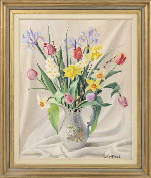 Karl Runert, olja på pannå, signerad, 65x76 cm
