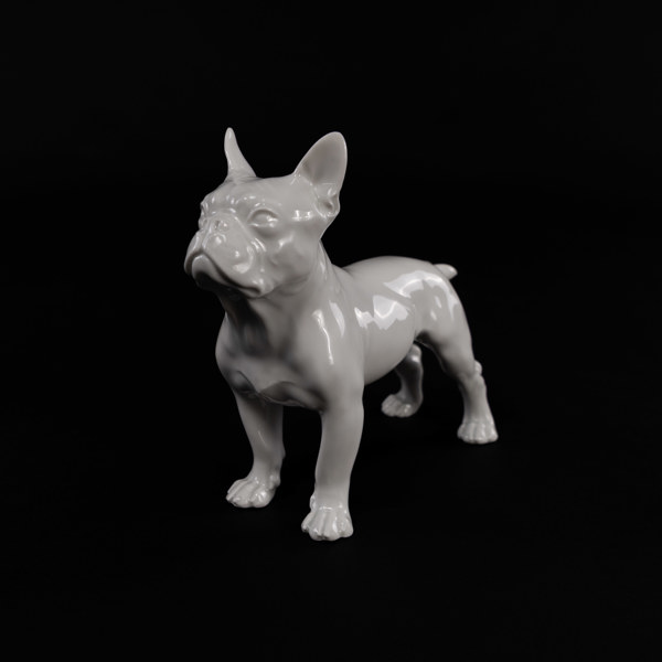 Figurin, porslin, Fransk Bulldog, Meissen