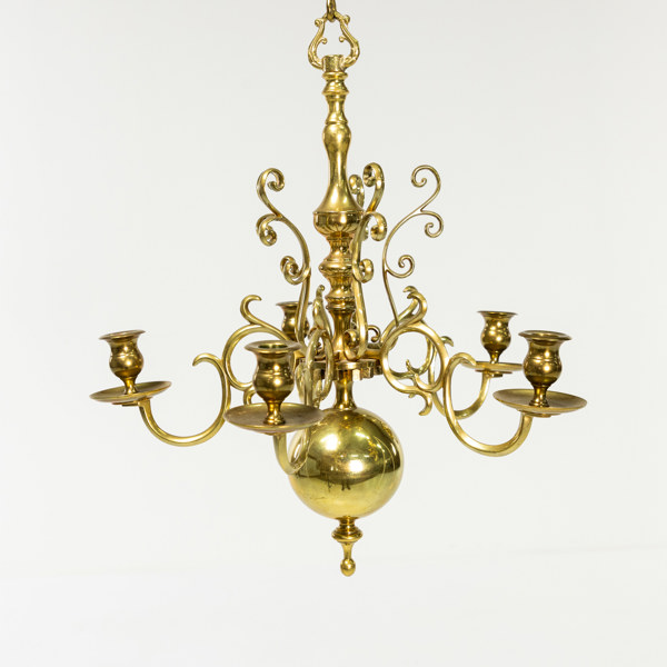 Ljuskrona, mässing, femarmad, Ø 42 cm