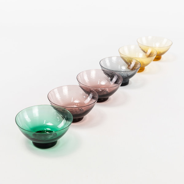 Dessertskålar, 6 st, olikfärgat glas, Ø 11 cm