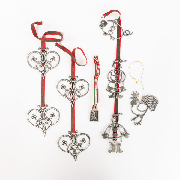 Fönsterdekorationer, 5 st, tenn, Ljung uti Lund