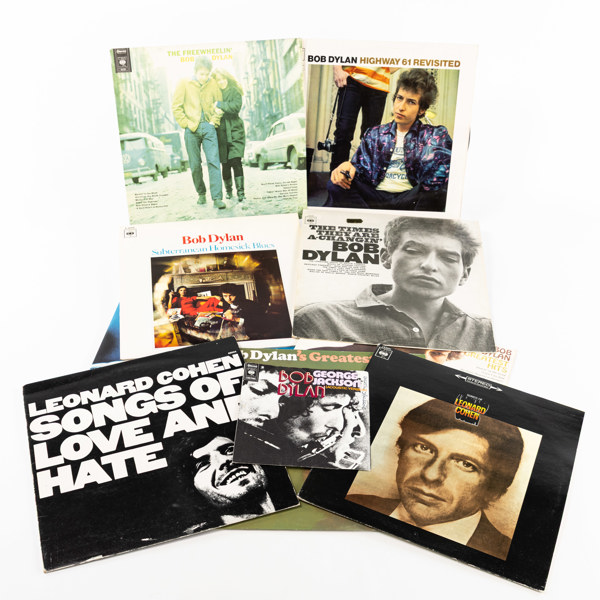 Vinylskivor, 10 st, Bob Dylan, Leonard Cohen
