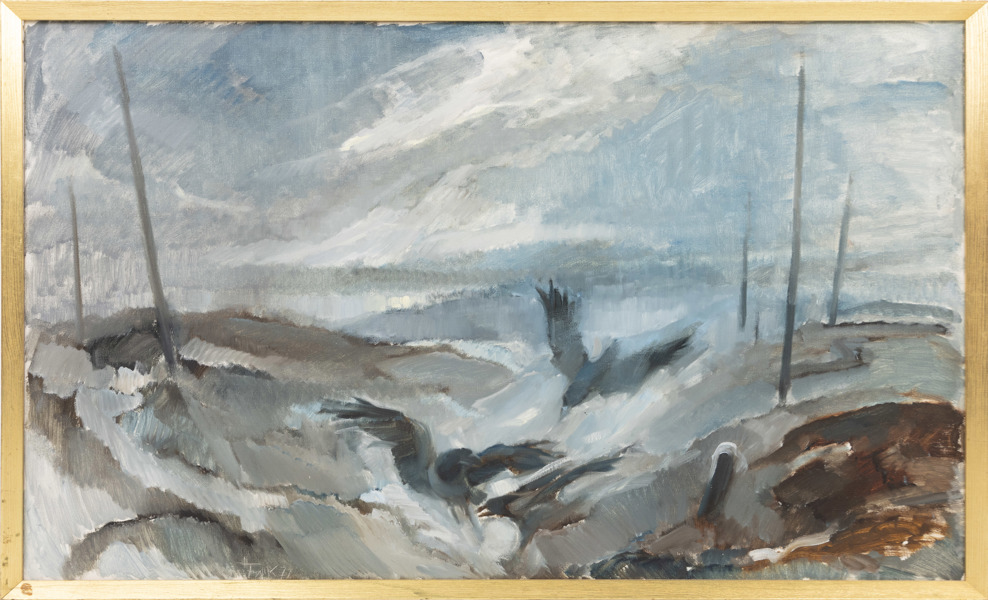 Hildegaard Falk, olja på duk, signerad, 120x75 cm