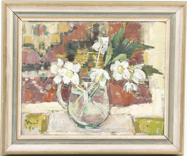 Knut Lindberg, olja på pannå, signerad, 68x57 cm