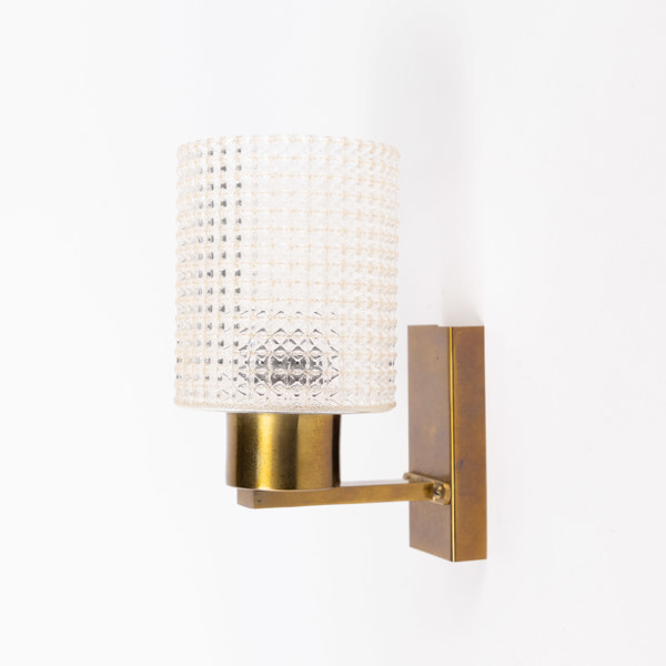 Einar Bäckström, vägglampa, mässing/glas, Einar Bäckströms metallvarufabrik, höjd 17,5 cm