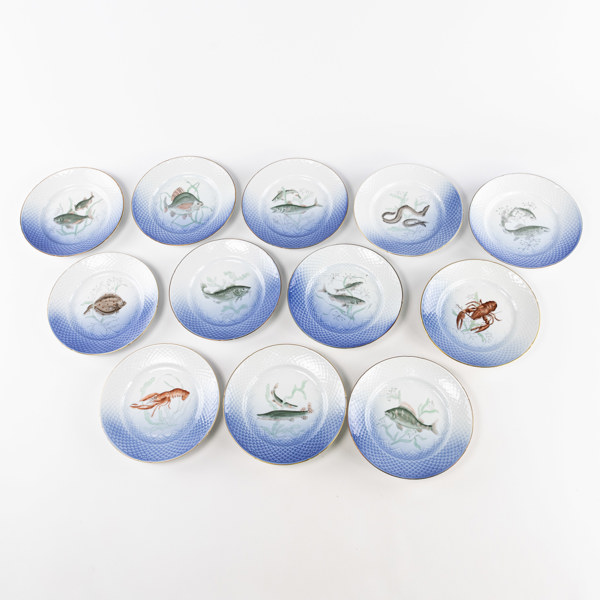 Fisktallrikar, 12 st, B&G, Ø 22 cm