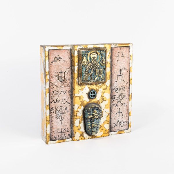 Mogens Leander, ikon, keramik, signerad, 22x22 cm