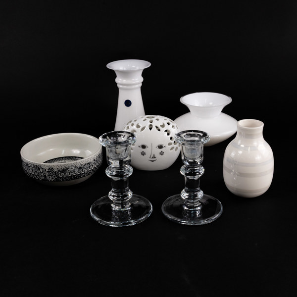Glas, porslin, danskt, 7 delar, bl a Royal Copenhagen, Björn Wiinblad