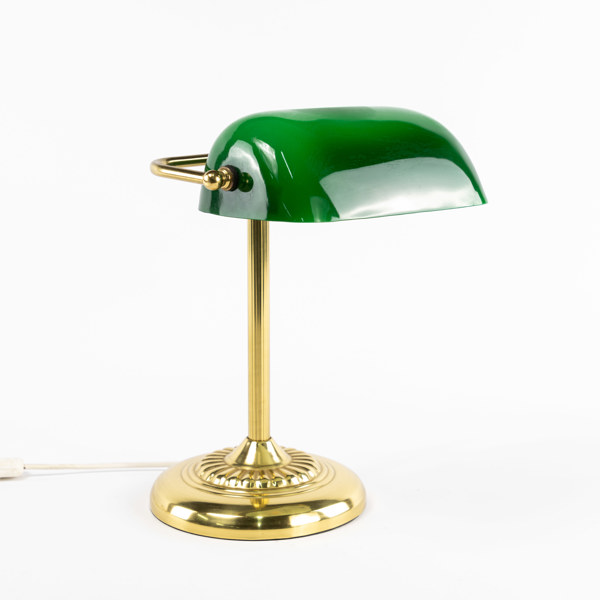 Skrivbordslampa, engelsk stil, mässing/glas, IKEA, höjd 35 cm