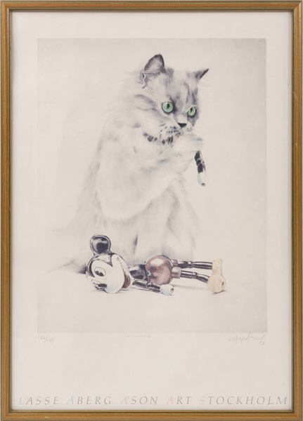 Lasse Åberg, utställningsaffisch, 166/175, signerad, 53x73 cm