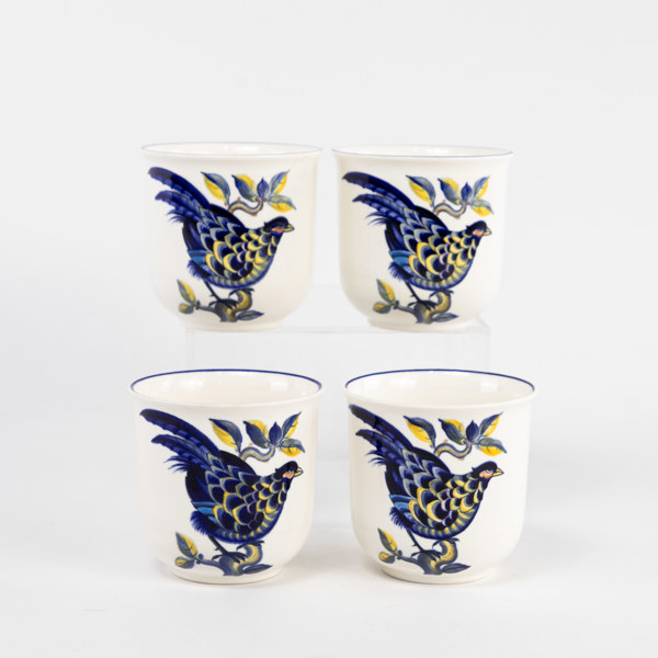 Christian Joachim, muggar, 4 st, "Blue Pheasant", Royal Copenhagen