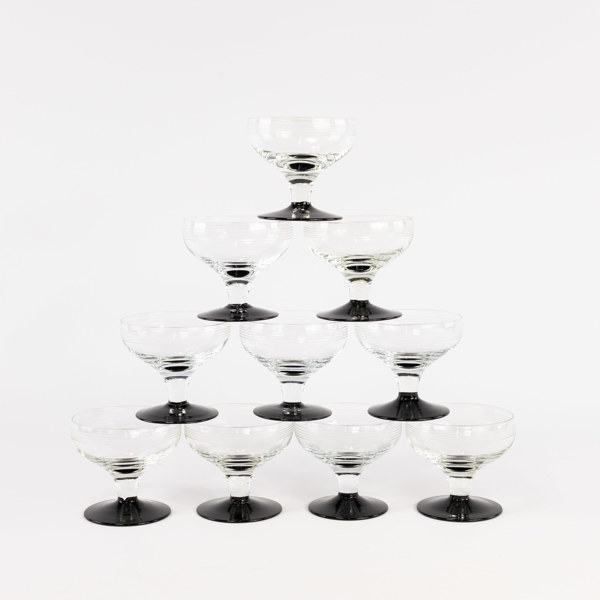Dessertskålar, 10 st, glas, svart fot, höjd 9 cm