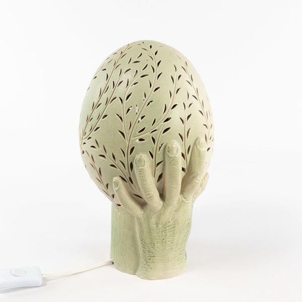 Katarina Gustafsson, bordslampa, stengods, signerad, höjd 31 cm