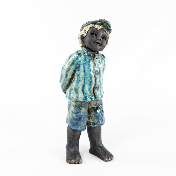 Lillemor Larsson, skulptur, rakuteknik, signerad, höjd 29 cm