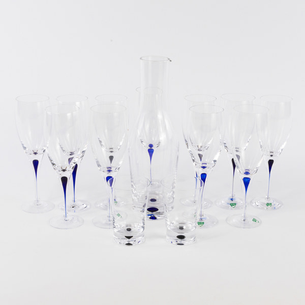 Erika Lagerbielke, glasservis, 14 delar, "Intermezzo", Orrefors