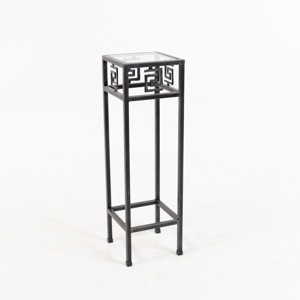 Piedestal, metall och glas, höjd 70 cm