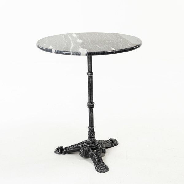 Cafébord, metall och marmor, diameter 60 cm