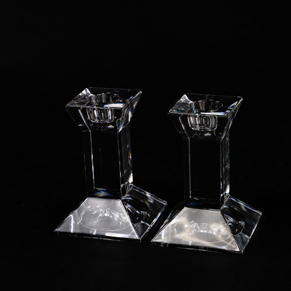 Ljusstakar, ett par, kristall, Villeroy & Boch, höjd 10 cm