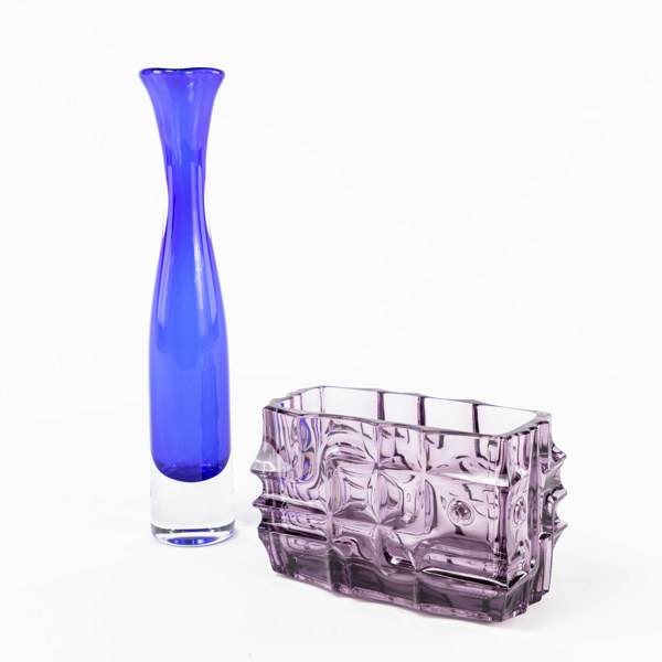 Vaser, 2 st, Orrefors, Sklo Union, höjd 34 cm och mindre