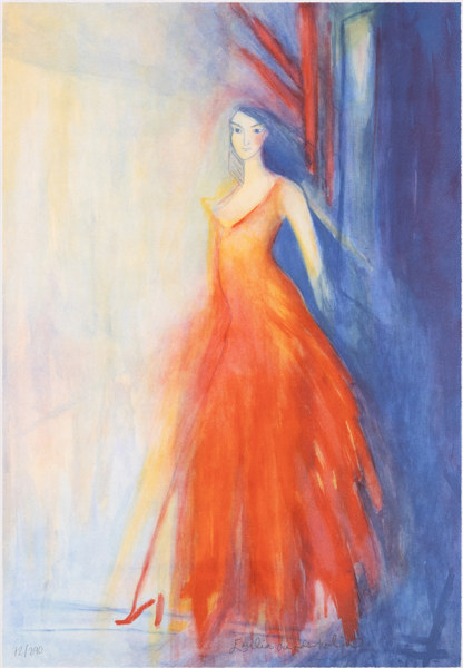 Emilia Linderholm, litografi, 66/290, signerad, 41x59 cm