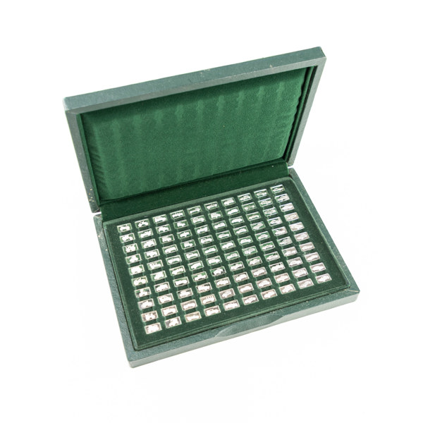 Miniatyrer, 100 st, sterlingsilver, "De 100 förnämsta bilarna", Franklin Mint