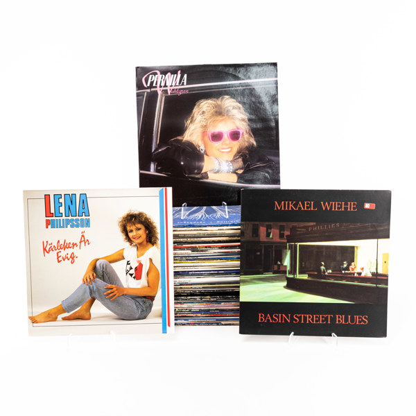 Vinylskivor, 81 st, bl a Lena Philipsson, Pernilla Wahlgren, Mikael Wiehe