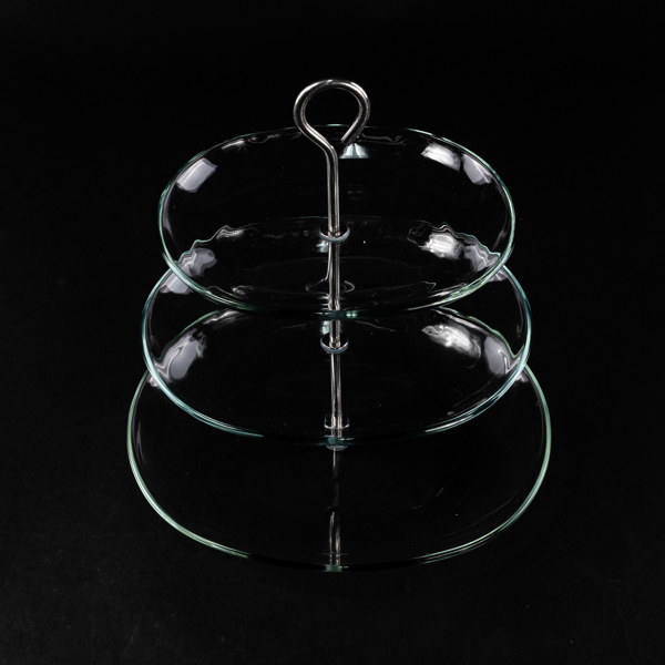 Kakfat, glas/metall, höjd 34 cm